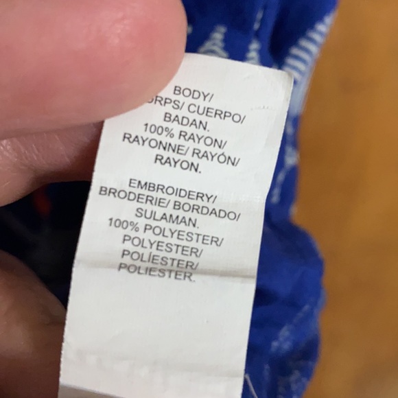 Irving & Fine For Lucky Brand Blue Embroidered Top - Picture 4 of 5